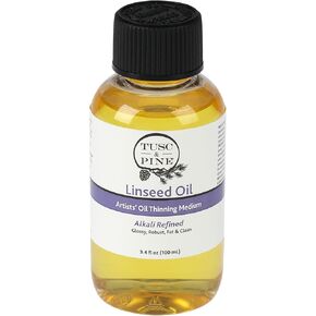 Tusc & Pine Alkali Convened Linseed Pins Paint Medium - 16.9 Oz زجاجة - تعزيز التدفق ، الشفافة واللمعان - أرق طلاء زيت التجفيف الخالي من المذيبات للفنانين - مصنوع في ولاية كارولينا الشمالية