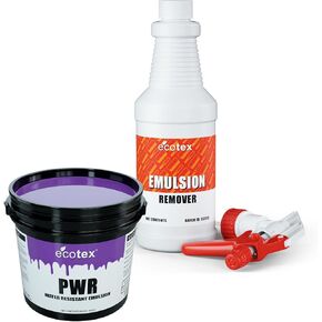 حزمة طباعة شاشة ECOTEX® - جاهزة للتخفيض مسبقًا لاستخدام PWR Photo Photo Photo (8oz) ومزيل المستحلب (16 أوقية) للشاشات الحريرية - للأحبار والمياه القائمة على المياه ، مستلزمات طباعة الشاشة