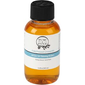 Tusc & Pine Cold Pressed Linseed Oil للطلاء - زجاجة 16.9 أوقية - وسط الطلاء للفنانين المحترفين ، تعزيز التدفق والشفافية ، أرق خالية من المذيبات ، مكبوتة على دفعات صغيرة في ولاية كارولينا الشمالية