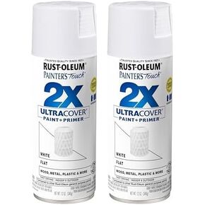 Rust-Oleum 249126 Painter's Touch 2X Ultra Cover Spray Paint, 12 oz, Flat White (Pack of 2)