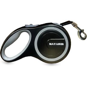 MAYASUR 26 FT Retractable Dog Leash, Heavy Duty Great Leash for Dog up to 110 lbs.Strong Nylon Tape No Tangle Pause, Lock, Perfect for Small to X-Large for All Dogs One-Handed Brake (Black)
