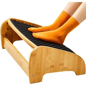 Huanuo Bamboo تحت مسند قدم المكتب ، راحة القدم المريحة مع 4 خيارات الارتفاع والزوايا القابلة للتعديل ، سطح تدليك الحصاة ، راحة القدم غير المنقولة للمكتب في العمل من أجل تحسين الموقف والمنزل والمكتب