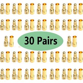 30 Pairs Vgoohobby 3.5mm Male Female Gold Plated Banana Plug Bullet Connector ESC Plugs Replacement for RC Battery ESC Motor Wire DIY Helicopter