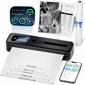 Phomemo Upgraded Portable Printer with Touchscreen, M832D Bluetooth Wireless Thermal Inkless Printer, Supports 8.5"x11" US Letter & A4, Compatible with iOS, Android, PC for Travel, Black