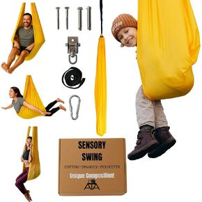 Sensory Swing Indoor & Outdoor - Cotton Spandex Polyester Unique Composition | Kid Swing - Kids Hammock | 59"x59" Swing | Therapy Swing for Kid and Adult Holds Up to 300lbs | Kids Swing
