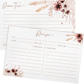 Outus 50 Pieces Bridal Recipe Cards Double Sided Kitchen Recipe Cards Sage Simple Wildflower Notecards for Wedding, Bridal Shower, Farmhouse, 4 x 6 Inch (Wildflower)