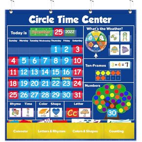 مركز التعلم في دائرة Torlam ، يجب أن يكون الفصل الدراسي في مرحلة ما قبل المدرسة ، و Kids Calendar Pocket Color Color Conting Letter Tens-Frame مجموعة الطقس ، وأنشطة تعليمية طفل صغير