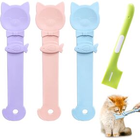 idepet 4 PCS Cat Strip Engers Spoon ، Cute Cats Treats Spoins Spoons Pet Food Mixing Spoon Multifunctional Treat Feeding Dispenser لتناول وجبة خفيفة سائل القط والطعام الرطب (Bule & Pink & Purple)