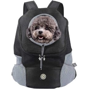 Dog Backpack, Puppy Backpack, Pet Carrier Backpack Small Dog Backpack Carrier Pet Travel Carrier Dog Front Carrier with Breathable Head Out Design and Padded Shoulder for Hiking Outdoor Travel(S)
