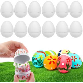 Viorawhite 12 PCS بيض عيد الفصح القابل للطلاء ، بيض عيد الفصح في Mache Diy ، ورسم الفنون والحرف الملونة للبيض للمطاردة ، وسلة سلة ، وصياغة ، والأنشطة التعليمية (أبيض)