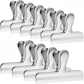 YuCool 10 Pack Metal Bag Clips 3 Inch/4 Inch,Snack Food Bag Sealing Clips, Stainless Steel Paper Clamps Heavy Duty for Kitchen Food Packages and Office