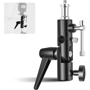 NEEWER Camera Flash Bracket H-Type Mount with Umbrella Softbox Holder, 180° Swivel Adjustable Metal Light Stand Adapter with 1/4" to 3/8" Screw Adapter for Speedlite LED Lamp Light Stand Tripod