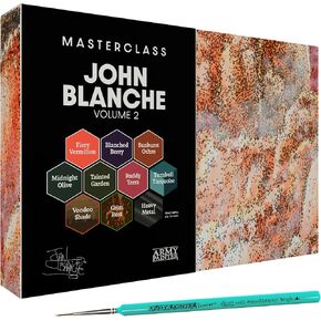 The Army Painter, Masterclass John Blanche Volume 2 Paint Set Combo, 6 Warpaints Fanatic Paints, 1 Speedpaint, 1 Wash, 1 Effect, 1 Metallic, 1 Art Print & Brush - Model Paint for Miniature Wargaming