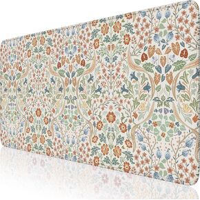 Icasso Floral Desk Matt لسطح المكتب ، قاعدة مطاطية من لوحة المكتب الكاملة ، وسادة الماوس ألعاب XXL مع حواف مخيط ، لوحة مفاتيح Lycra مريحة 15.7x35.4 بوصة للعبة ، المكتب ، المنزل