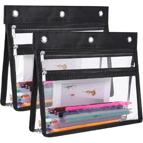 yoeejob pencil again for 3 ring binder مع سعة كبيرة قابلة للتوسيع 1.5 بوصة ، 2 عبوة قلم رصاص مزدوجة الجيوب ، حقيبة الموثق للمكتب المدرسي للمكتب المدرسي