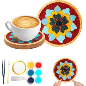 Winusd DIY MONAMEL STARTER KIT ، FILIGREE MONAMEL ART CARTERS ، MONAMEL PANIENG DIY Starter Kit Perfect Perfect for البالغين ، كوستر الحرف اليدوية ، هدايا ديكور المنزل المصنوعة يدويًا للأصدقاء (زهرة)