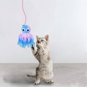 Tyasoleil speceaky Octopus Actopus Hanging Cat Toy - لعبة Pet Pet التفاعلية للتخفيف من الملل للعب الذاتي (أحمر)