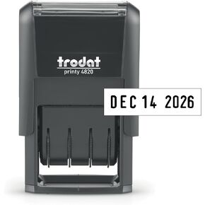 Trodat 4820 Printy 4.0 ، ختم التاريخ الذاتي للتطبيقات المهنية والفصول الدراسية والتطبيقات الشخصية ، 3/8 "× 1 -¼" ، CO2 Date Date Stamper (Black)