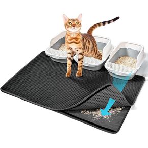 Fostanfly Cat Litter Mat - Extra Large XL 45"x 27" Cat Litter Trapping Mat, Machine Washable Double Layer with Removable Design, Urine & Waterproof - Easy Clean for Floor-Grey