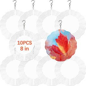 10 PCS Sublimation Wind Spinner Blanks 8 Inch Sublimation Blanks Products Stainless Steel Metal Indoor Outdoor Garden Decoration for Heat Press Transfer Sublimation Blank Wind Spinners