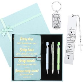 7 Pcs Mother's Day Gifts Christian Gifts for Women Men Prayer Journal Thank You Gift for Coworker Teacher Graduation Bible Keychain Bookmark Religious Journal Ballpoint Pen with Box(Teal) in Kuwait