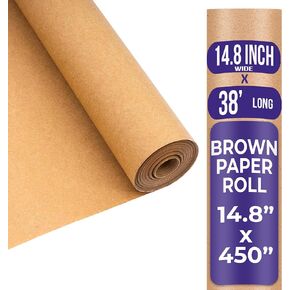 Brown Paper Roll Packing Paper | Bulletin Board Paper Roll | 14.8 Inch X 450 Inch /38 Ft | Construction, Brown Wrapping, Kids Art, Craft, Shipping