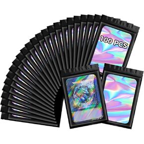 100 PCS أكياس مايلر ، أكياس ختم ذاتية اللون ثلاثي الأبعاد ، عبوة مكياج للمجوهرات ، شفافة سوداء ، بلاستيك قوي ، 5.9 × 4.1 بوصات.