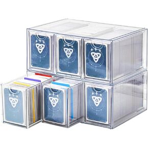 4 مربع تخزين لبطاقات تداول الدرج لـ Toploader & Magnetics ، منظم بطاقات واضح مع مقسم لـ TCG ، MTG ، بطاقات البيسبول الرياضية ، يحمل 380+ من أفضل اللوادر