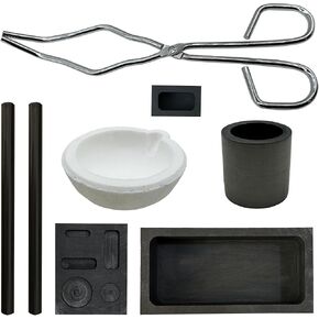Woohome Graphite Torch Torch Torch Kit 8 PCS ذوبان صب القالب الجرافيت القالب العفن الكوارتز ، الجرافيت الأسطواني ، تونغ للذوبان ، صلى الله عليه وسليم