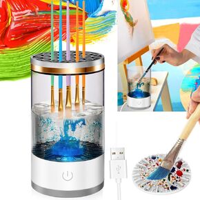 Electric Paint Brush Cleaner Machine – Sonic Rotation Technology for Effortless Cleaning, Works with Acrylic, Watercolor & Oil Paints – Includes Cleaning Pad, Essential Tool for Artists & Hobbyists