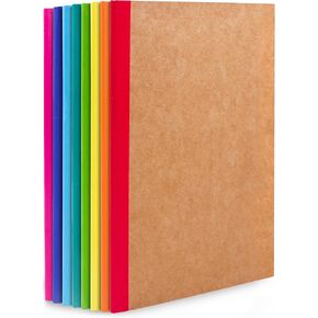 Feela 8 Pack Composion Notebooks Bulk ، Cover Kraft Coverned Coverned College College حكمت المجلات السفر بالتكوين مع أعمال قوس قزح للطلاب ، 60 صفحة ، 8.3 "× 5.5" ، A5 ، 8 ألوان