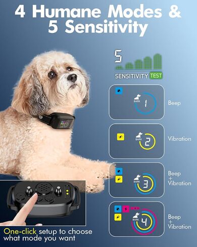Bark Collar, Smart Dog Training Collar with 5 Sensitivity Levels & 4 Training Modes, Waterproof Automatic Bark Collar for Large Medium Small Dogs with Adjustable Size - Indoor & Outdoor Use (Black) in Saudi Arabia