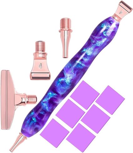 Praise V Do Diamond Painting Art Drill Pen Kit with Screw Steel Rose Metal Tip Nibs Placers Tool Accessories, Ergonomic Diamond Art Pen for 5D Diamond Paint Bead Dot GalaxyPurple in Saudi Arabia