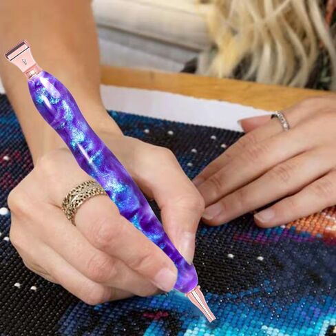 Praise V Do Diamond Painting Art Drill Pen Kit with Screw Steel Rose Metal Tip Nibs Placers Tool Accessories, Ergonomic Diamond Art Pen for 5D Diamond Paint Bead Dot GalaxyPurple in Saudi Arabia