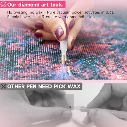 Electric Diamond Painting Pen, Diamond Art Accessories No Wax Needed, E-Painter Vacuum Pen for Diamond Painting with Storage Tray, Diamond Art Pens Tools, Quiet and Stable (Pink) in Kuwait