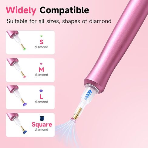 Electric Diamond Painting Pen, Diamond Art Accessories No Wax Needed, E-Painter Vacuum Pen for Diamond Painting with Storage Tray, Diamond Art Pens Tools, Quiet and Stable (Pink) in Kuwait