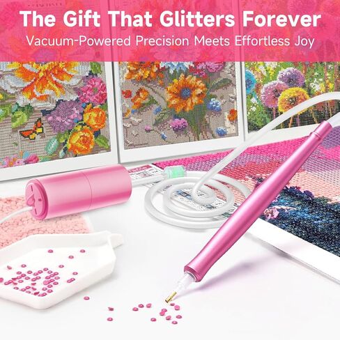Electric Diamond Painting Pen, Diamond Art Accessories No Wax Needed, E-Painter Vacuum Pen for Diamond Painting with Storage Tray, Diamond Art Pens Tools, Quiet and Stable (Pink) in Kuwait