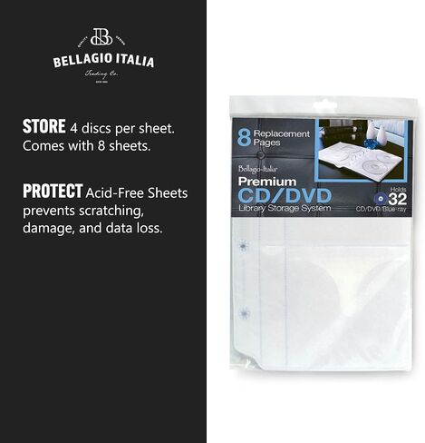Page Protector Insert Sheet for DVD Binder - Store Cover Art, Photos, Scrapbook, Documents (fits only Bellagio-Italia Binders), Pack of 2, 16 Sheets in Saudi Arabia