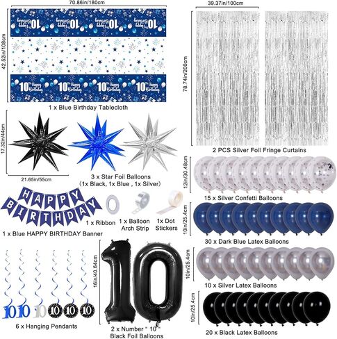 ديكورات عيد الميلاد السادسة عشر للبنين والبنات الأزرق الداكن ، راية عيد ميلاد سعيد أسود رقم 16 بالونات مائدة مائدة رقائق البالونات نجمة النجوم جارلاند قوس كيت-16 سنة لوازم حفلة عيد ميلاد عمرها in Kuwait