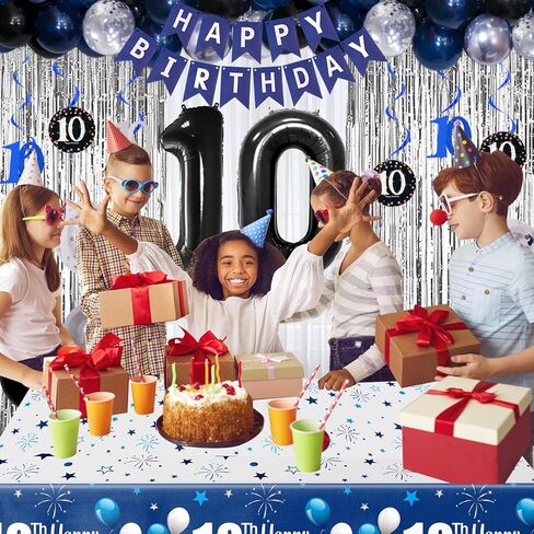 ديكورات عيد الميلاد السادسة عشر للبنين والبنات الأزرق الداكن ، راية عيد ميلاد سعيد أسود رقم 16 بالونات مائدة مائدة رقائق البالونات نجمة النجوم جارلاند قوس كيت-16 سنة لوازم حفلة عيد ميلاد عمرها in Kuwait