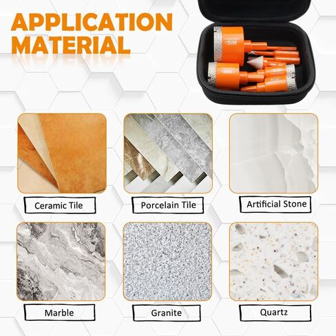Diamond Core Drill Bit Kit BGTEC Hole Saw Tile Cutter for Porcelain Tile Ceramic Marble Brick, 8pcs Triangle Shank 6/6/20/25/35/50mm+20mm Diamond Chamfer Finger Bit+6mm Carbide Tip Drill Bits in Saudi Arabia