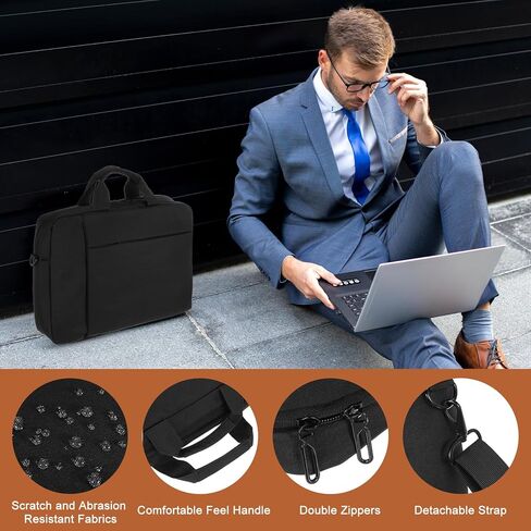 uxcell 15 Inch 360° Protective Laptop Briefcase Bag, Water-Resistant Laptop Shoulder Bag, Business Crossbody Bag, Computer Carrying Bag for Travel College, Gray in Saudi Arabia