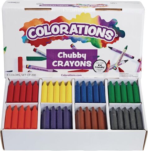 Colorations® أقلام تلوين سمينة غير سامة للأطفال الصغار، بيض قبضة النخيل، مجموعة من 8 ألوان، الشكل سهل للأطفال الصغار قبضة وإمساك ورسم، أقلام تلوين تنزلق بسهولة، أقلام تلوين غير سامة، أقلام تلوين للأطفال in Kuwait