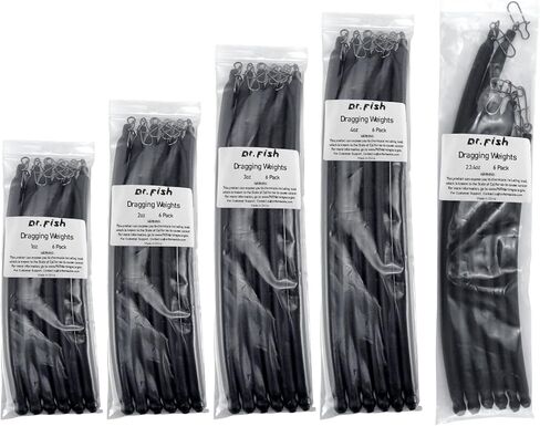 Dr.Fish 6 Pack Dragging Weights for Catfishing Trolling, Drifting Dragging Sinkers Bottom Search Lead Stick Weights Catfish Fishing Trolling Weights 1oz 2oz 3oz 4oz in Kuwait