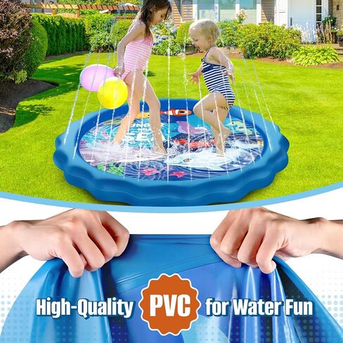 Splash Pad “Under The Sea", Toddler Outdoor Toys Spray Water for Aged 3+, Kids Outside Sprinkler Cooling Play Mat for Learning, Summer Fun for Boys & Girls in Yards (67 inch, Blue) in Saudi Arabia