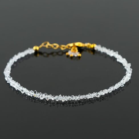 TGH Natural Herkimer Beads Chips قلادة قلادة ، مجوهرات مولد من أبريل ، قلادة شافية ، حجر شقرا ، سلسلة قابلة للتعديل 16 + 2 بوصة ، هدية عيد الحب in Saudi Arabia