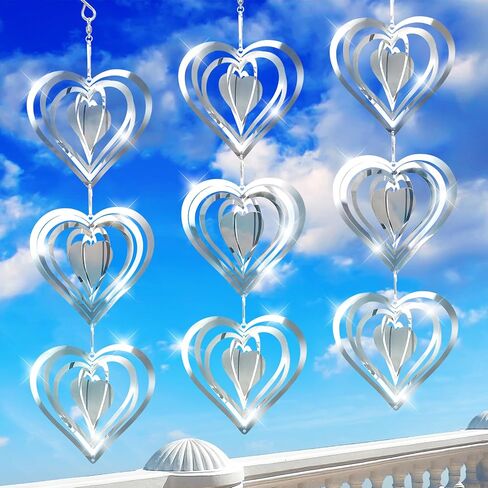 3PCS Heart Bird Scare Discs Set,Double-Sided Bird Reflectors,Highly Reflective Wind Spinners Bird Devices to Scare Birds Away from Yards Outdoor Garden Decor in Saudi Arabia