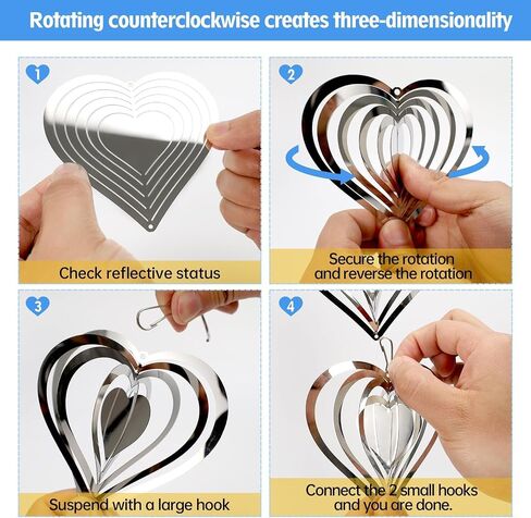 3PCS Heart Bird Scare Discs Set,Double-Sided Bird Reflectors,Highly Reflective Wind Spinners Bird Devices to Scare Birds Away from Yards Outdoor Garden Decor in Saudi Arabia