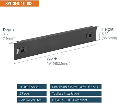 1U Blank Panel, Plastic Rack Blank Panel, Rack Mount Plate for 19 in Server Rack Enclosure or Network Cabinet, Toolless Mounting, Black(10 Pack) in Kuwait