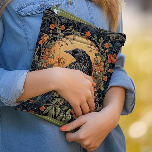 غلاف كتاب عتيقة وغراب وليام موريس لمحبي الكتب ، واقي الكتب الكتب مع السوستة ، وغطاء كتاب القماش القابل للغسل للورق الغلاف والخلايا ، 11.4 × 9.1 بوصة (أسود رافن ، متوسطة) in Kuwait